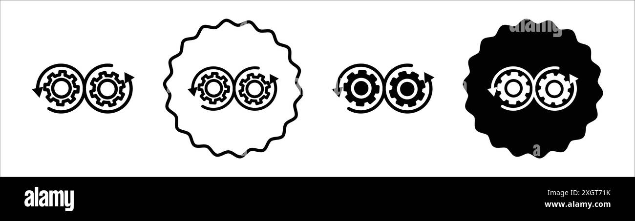 Dev OPS icône logo signe vectoriel contour en noir et blanc Illustration de Vecteur