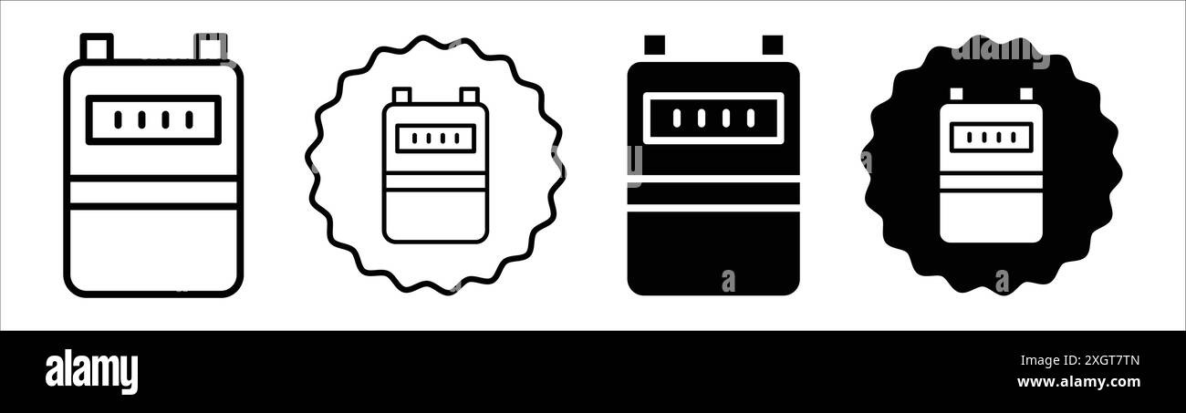 Contour de vecteur de signe de logo d'icône de compteur de gaz en couleur noire et blanche Illustration de Vecteur