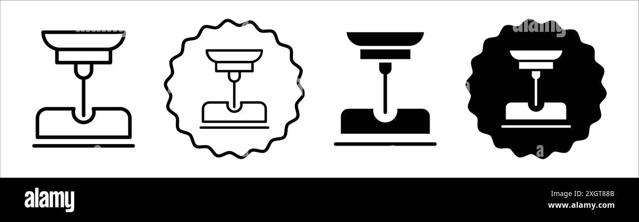 Contour de vecteur de signe de logo de machine laser en couleur noire et blanche Illustration de Vecteur