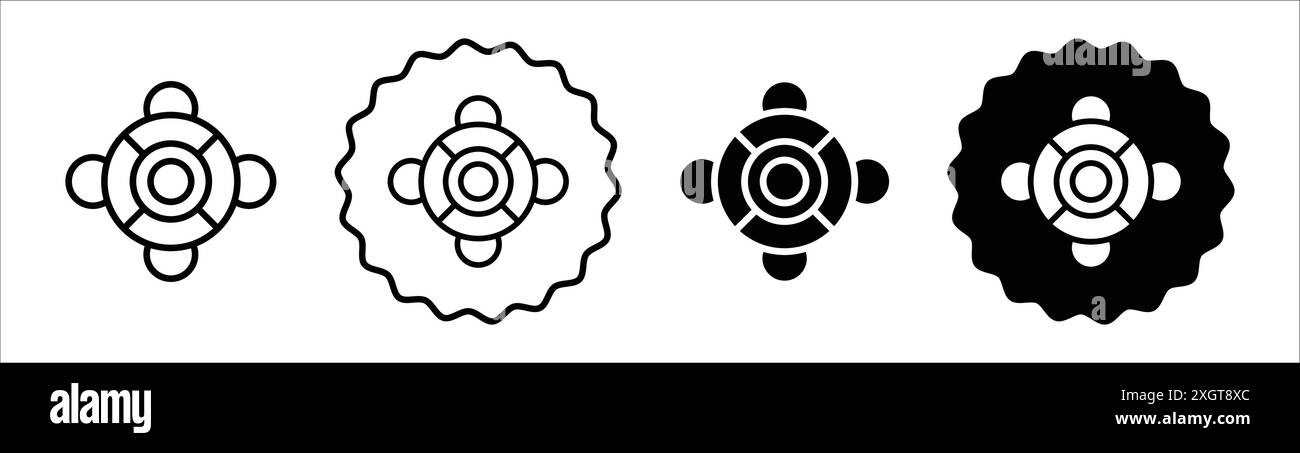 Contour de vecteur de signe de logo de bouée de sauvetage en couleur noire et blanche Illustration de Vecteur