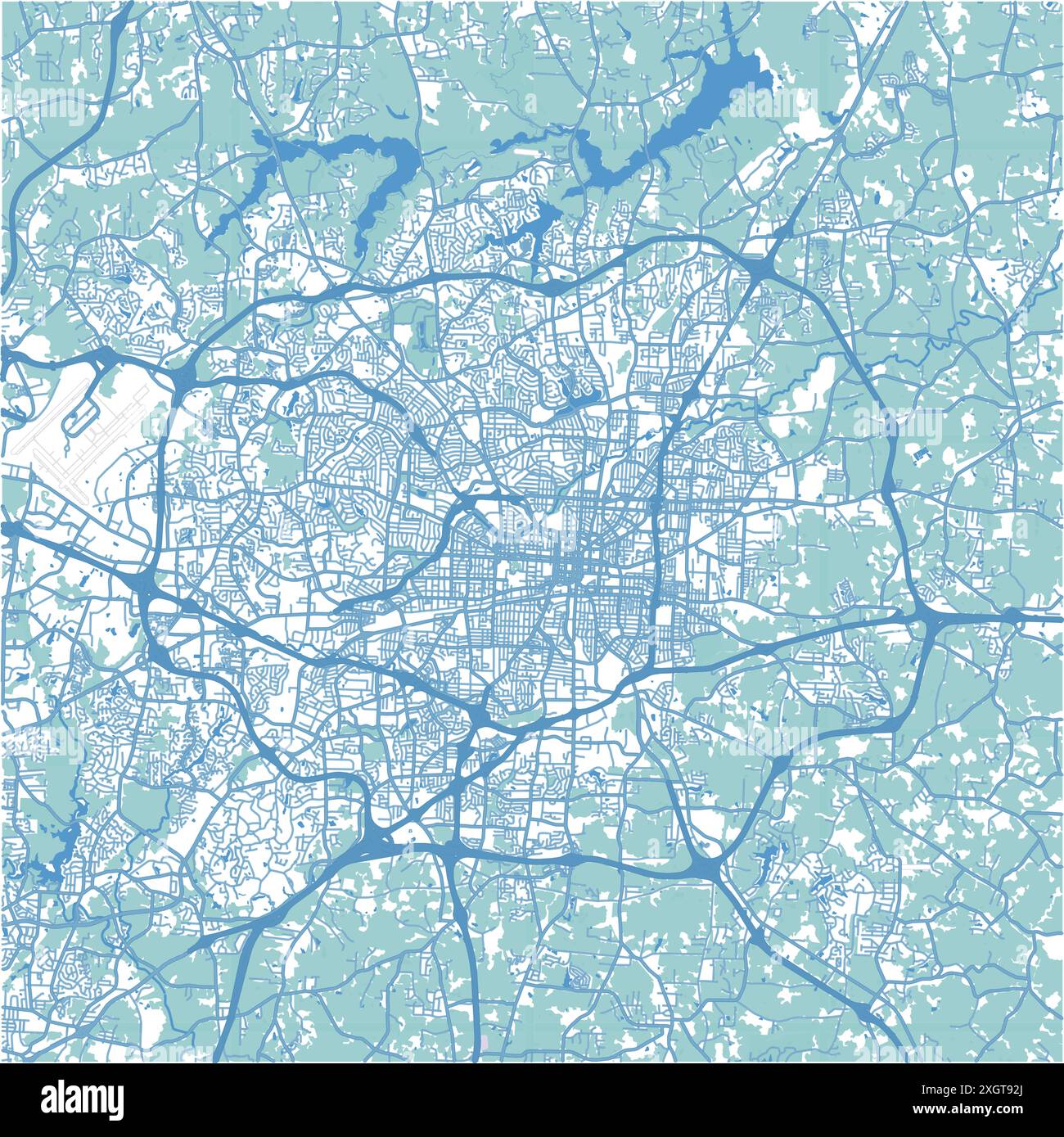 Carte de Greensboro en Caroline du Nord en bleu. Contient un vecteur en couches avec routes eau, parcs, etc Illustration de Vecteur