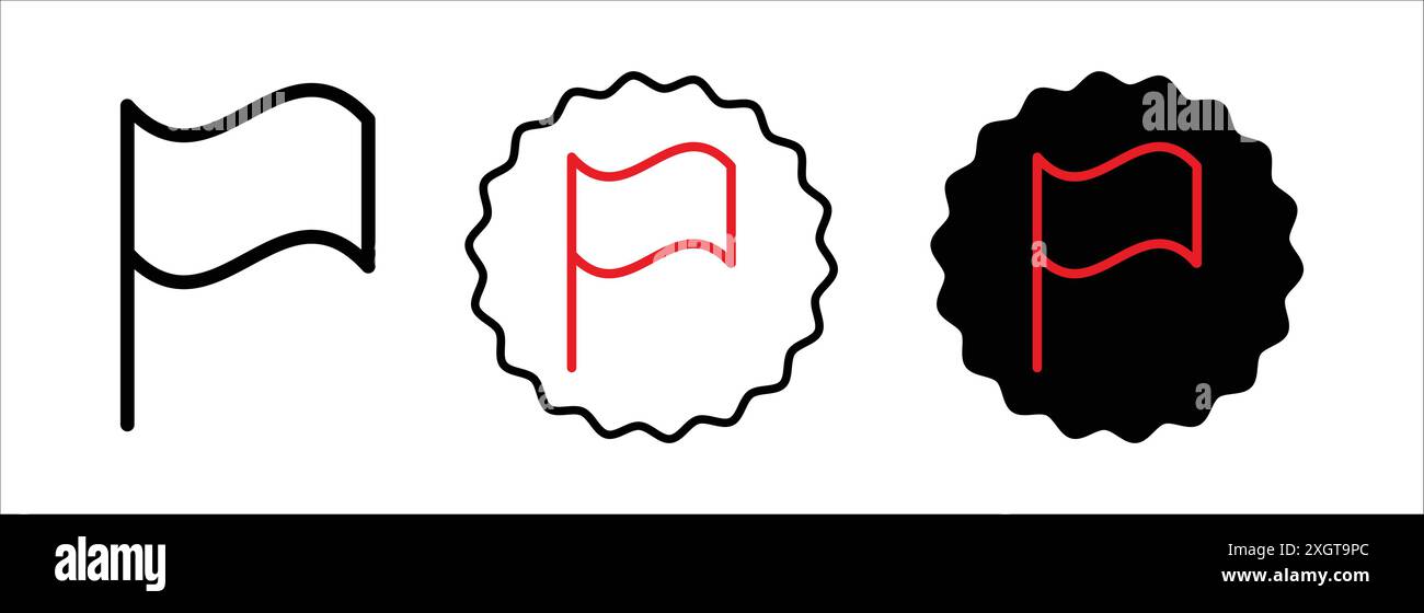 Contour vectoriel de signe de logo d'icône de drapeau de rapport en noir et blanc Illustration de Vecteur