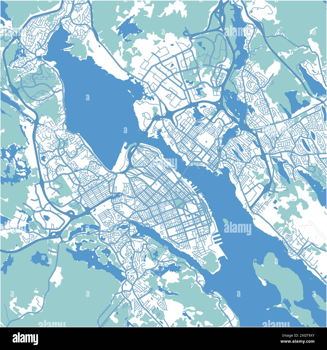 Carte de Halifax au Canada en bleu. Contient un vecteur en couches avec routes eau, parcs, etc Illustration de Vecteur