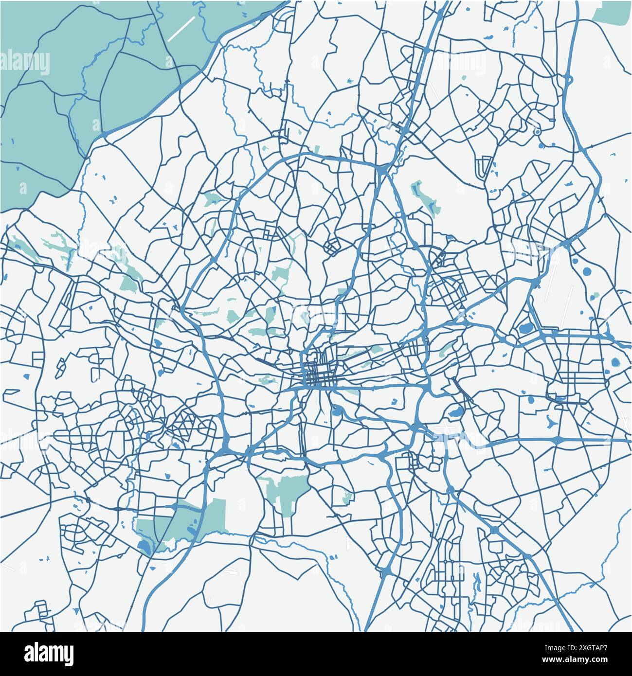 Carte de Johannesburg en Afrique du Sud en bleu. Contient un vecteur en couches avec routes eau, parcs, etc Illustration de Vecteur