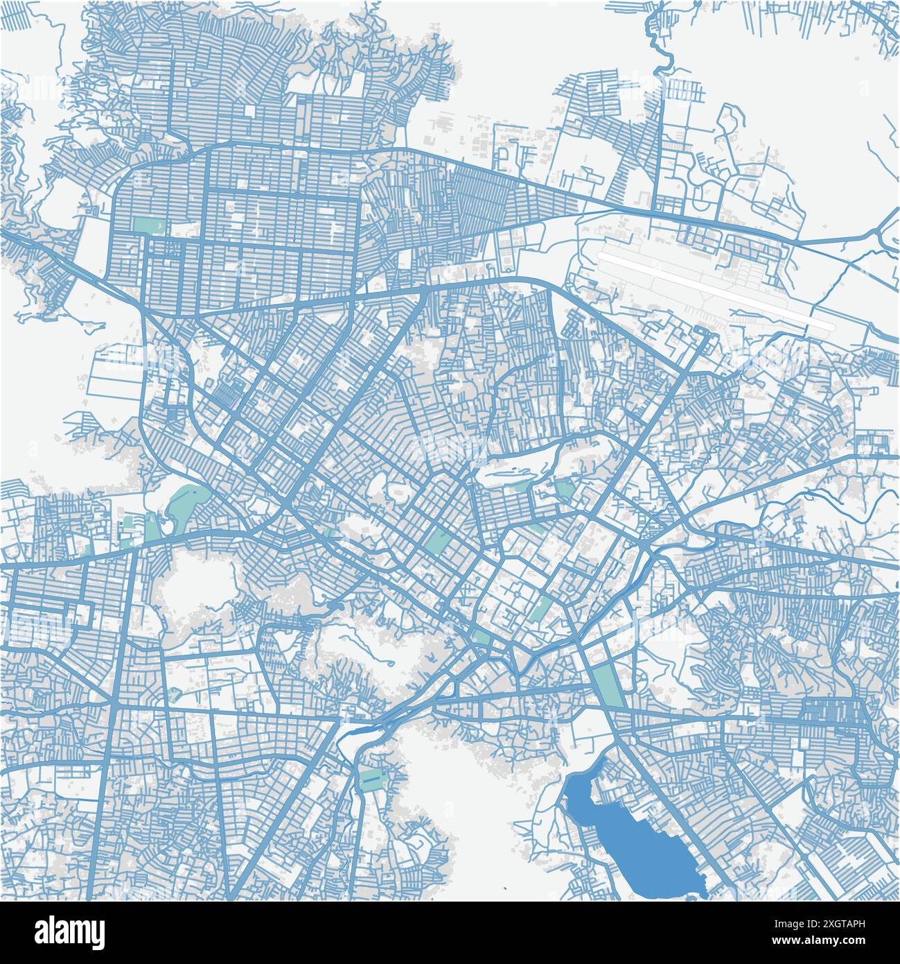 Carte de Kaboul en Afghanistan en bleu. Contient un vecteur en couches avec routes eau, parcs, etc Illustration de Vecteur