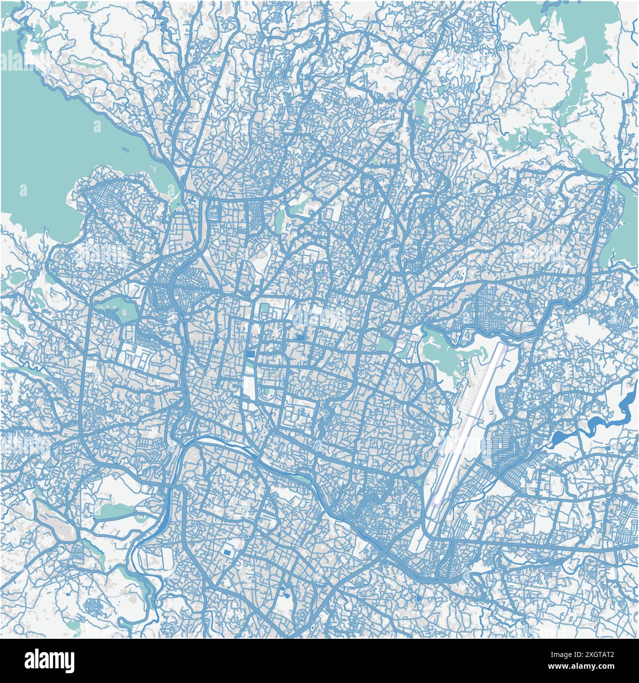 Carte de Katmandou au Népal en bleu. Contient un vecteur en couches avec routes eau, parcs, etc Illustration de Vecteur