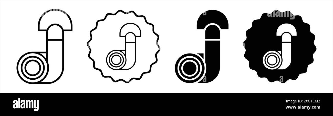 Contour vectoriel de signe de logo d'icône de sangle de yoga en couleur noire et blanche Illustration de Vecteur