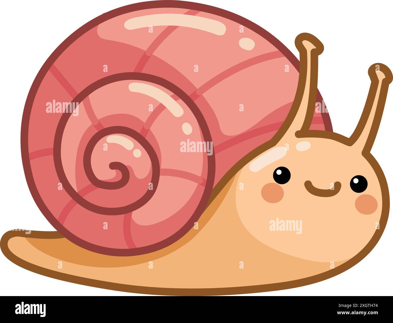 Escargot mignon souriant dans un style kawaii Illustration de Vecteur