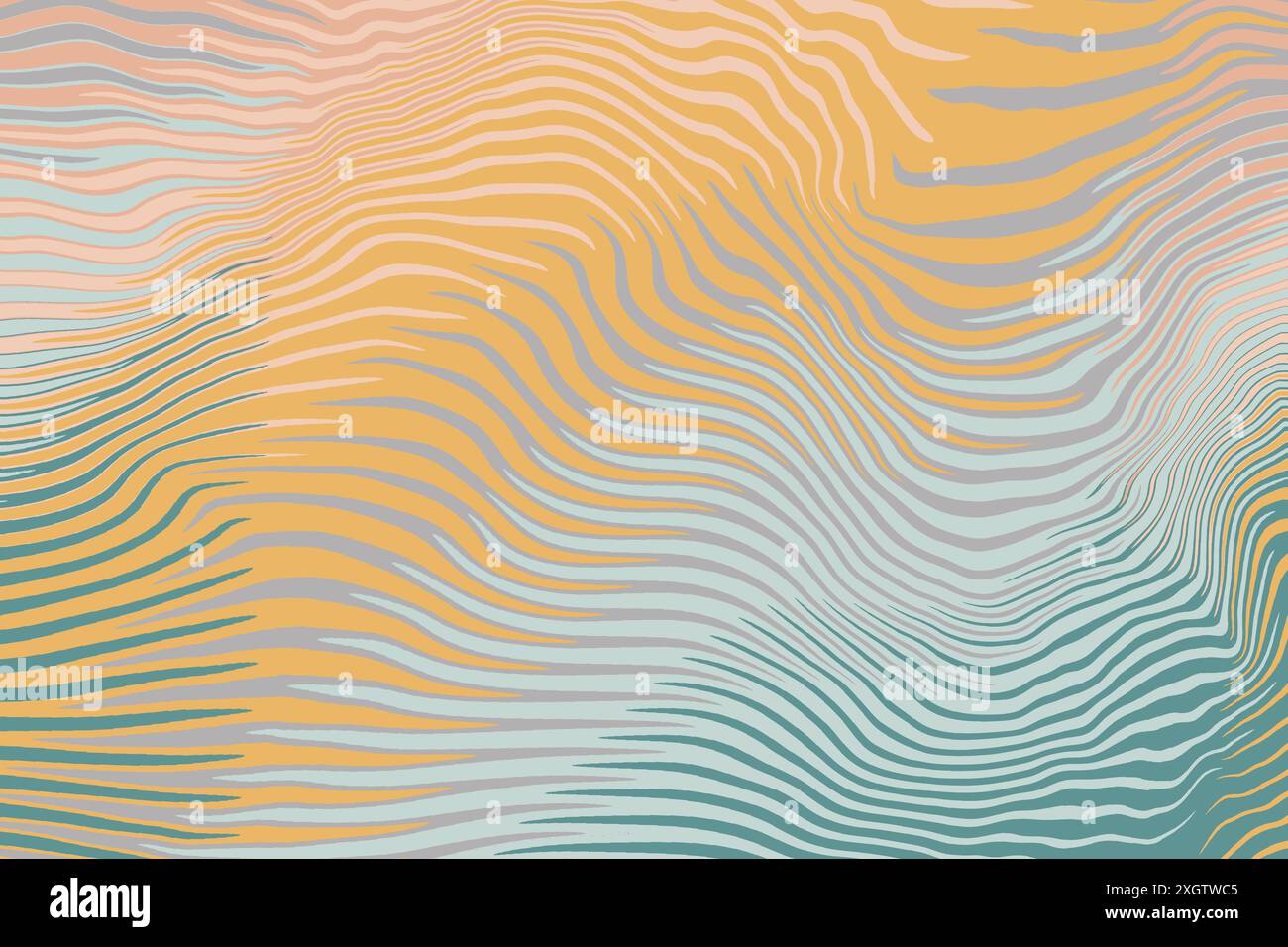 Fond de lignes ondulées abstraites dans des tons jaune pastel, bleu et orange pour créer une esthétique apaisante et élégante Banque D'Images