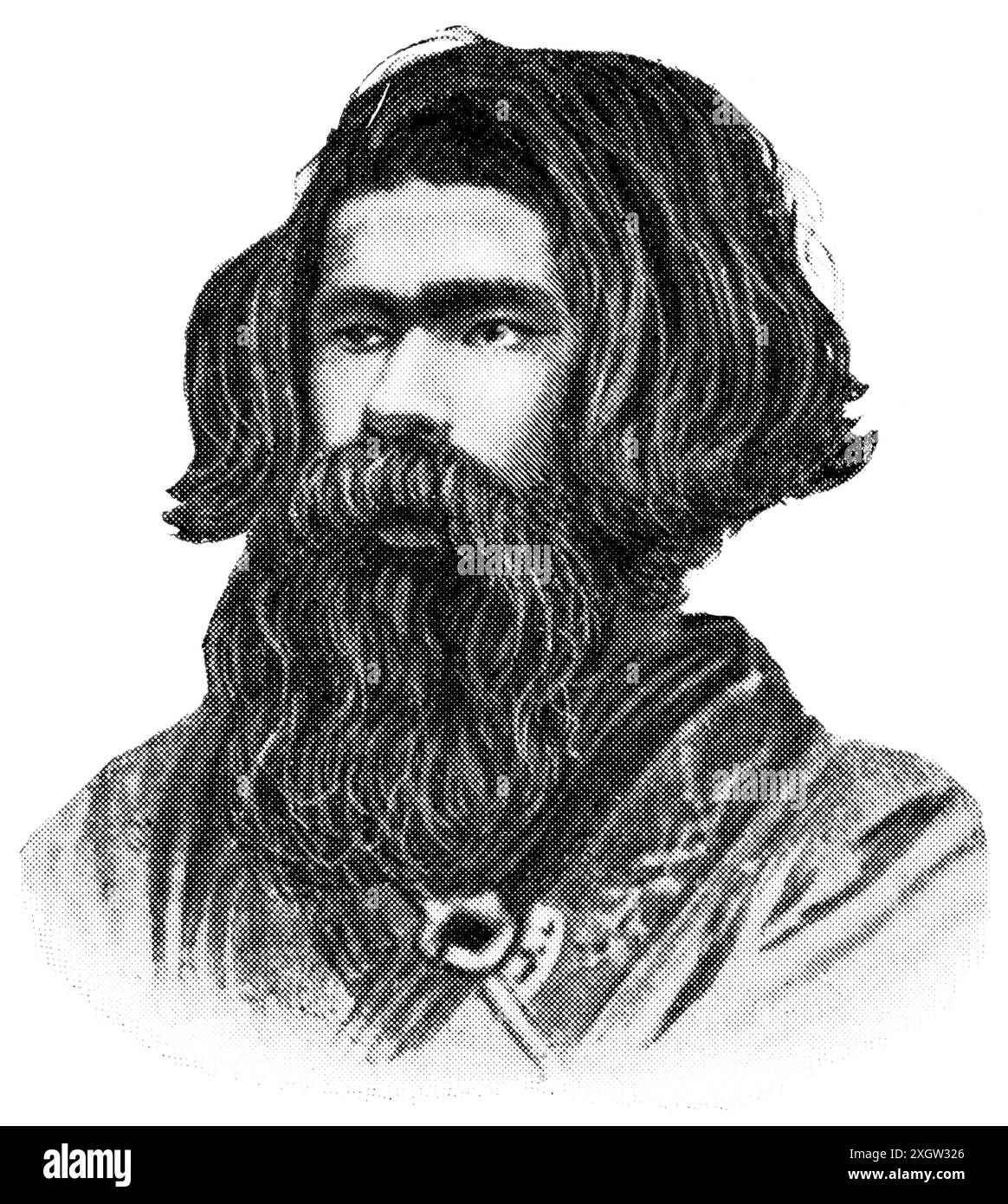 Peuples asiatiques. Portrait des Aïnous, est un groupe ethnique qui réside dans le nord du Japon, les îles Kouriles et la péninsule du Kamtchatka. Banque D'Images