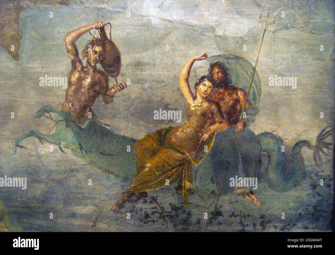 Poséidon et Amphitrite. Fresque romaine antique (50-79 AD), Pompéi, Italie. Banque D'Images