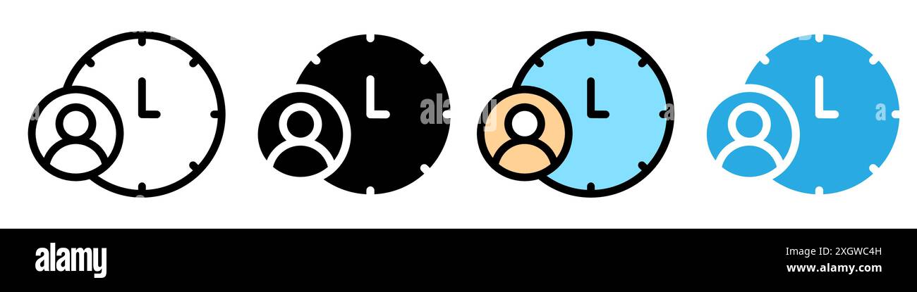 Icône d'historique de compte logo signe vectoriel contour en noir et blanc Illustration de Vecteur