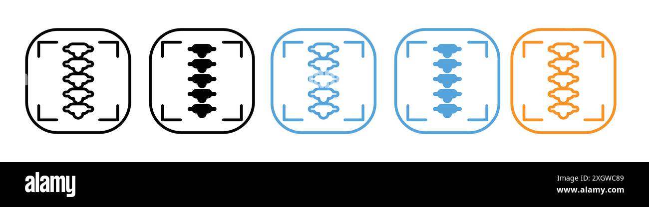 Contour de vecteur de signe de logo d'icône de balayage de colonne vertébrale de corps en noir et blanc Illustration de Vecteur