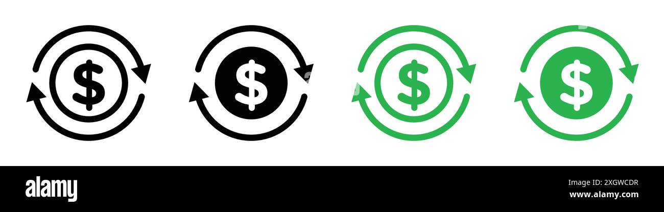 Circulation du contour de vecteur de signe de logo d'icône d'argent en couleur noire et blanche Illustration de Vecteur