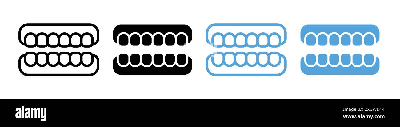 Contour de vecteur de signe de logo d'icône de fausse mâchoire en noir et blanc Illustration de Vecteur
