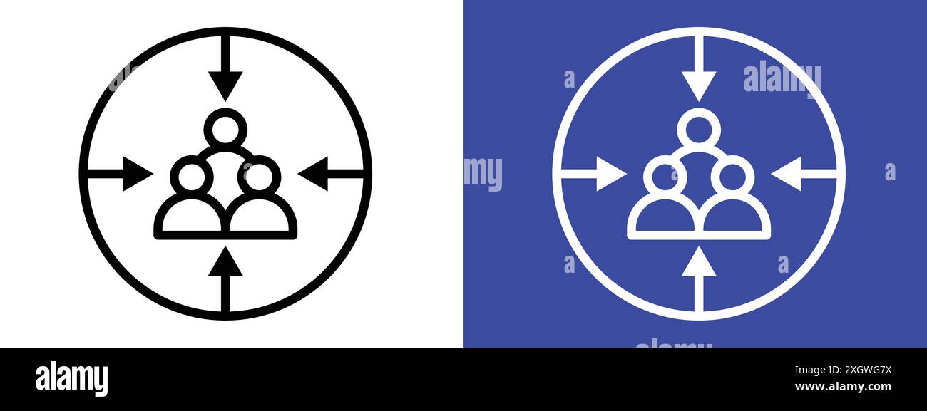 Contour de vecteur de signe de logo d'icône de point d'assemblage en couleur noir et blanc Illustration de Vecteur