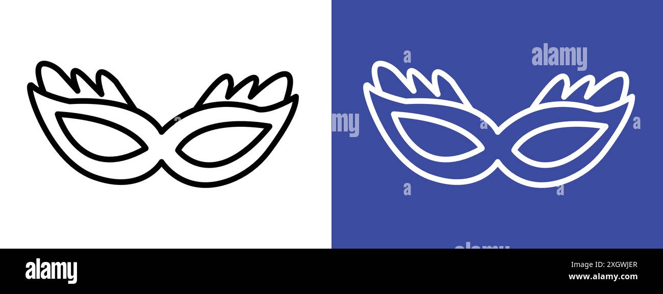 Masque pour le contour vectoriel de signe d'icône de célébration de carnaval du brésil en couleur noire et blanche Illustration de Vecteur