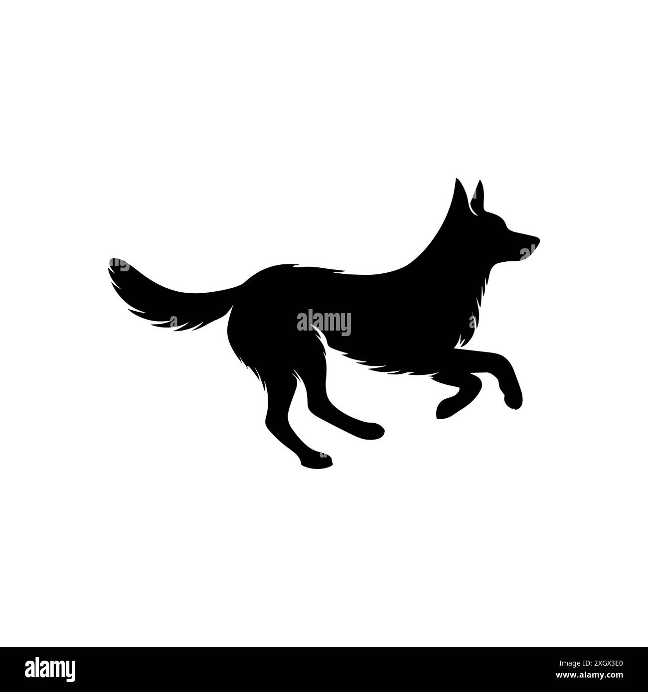 Icône de logo vectoriel de saut de silhouette de chien de course. Fond de silhouette de signe de profil rapide canin de chien de sport. Illustration de Vecteur