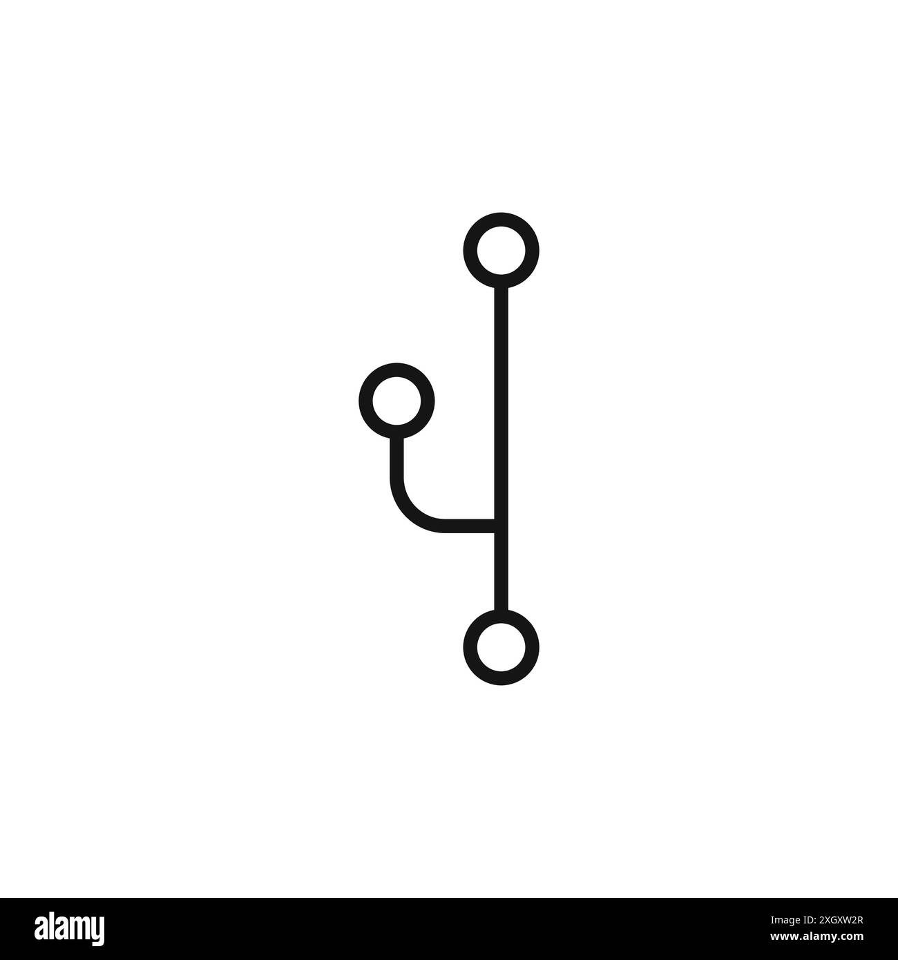 Contour de vecteur de signe de logo d'icône de branche de code en couleur noir et blanc Illustration de Vecteur