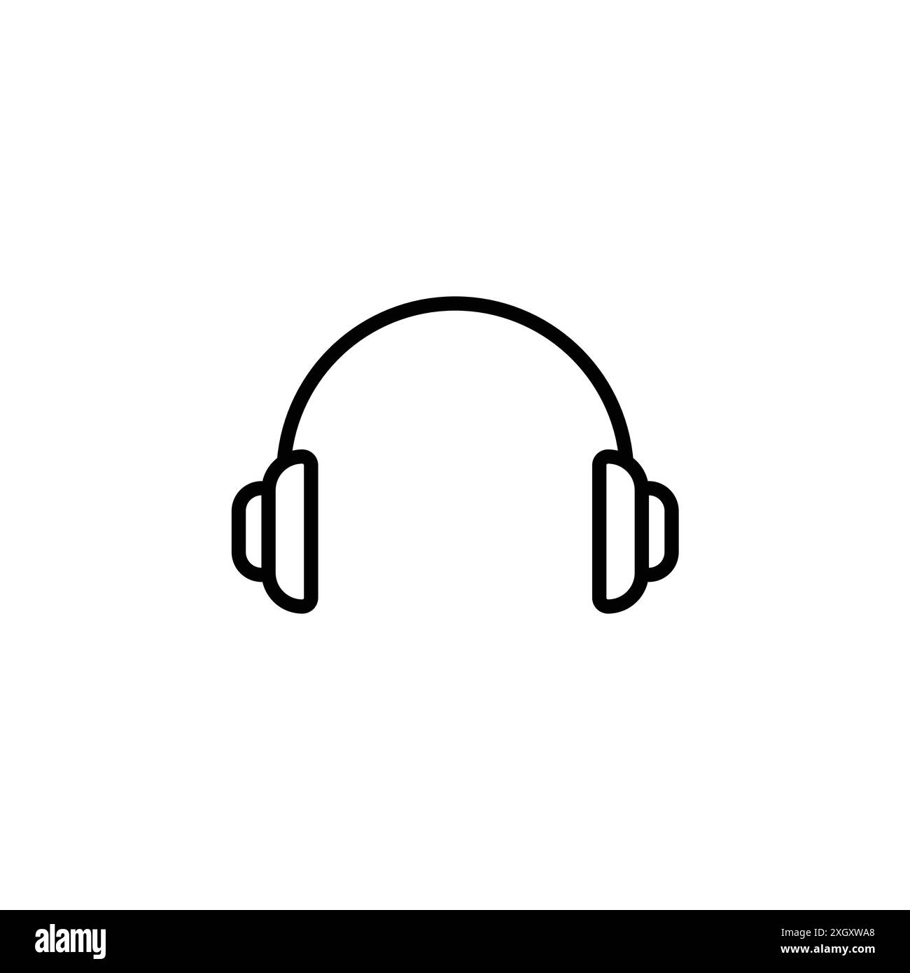 Contour vectoriel de signe de logo d'icône de casque en noir et blanc Illustration de Vecteur