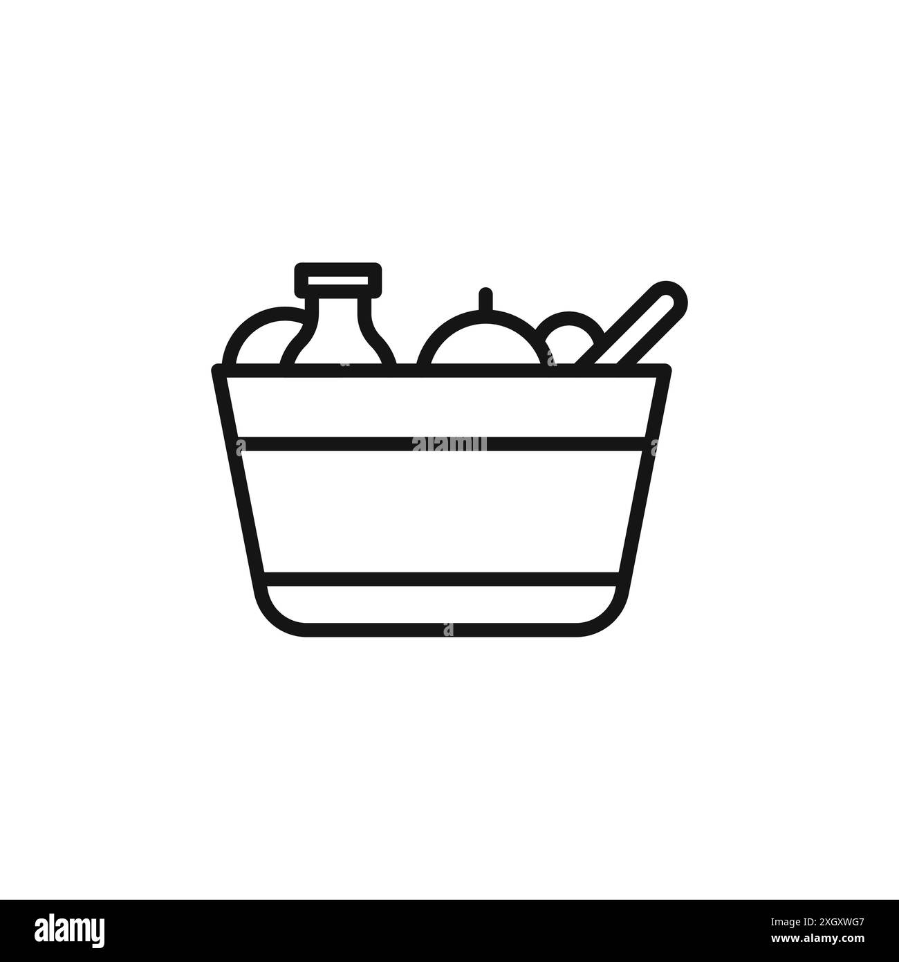 Contour de vecteur de signe de logo d'icône de pique-nique en couleur noire et blanche Illustration de Vecteur