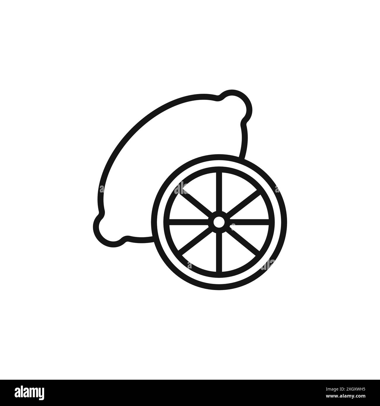 Contour de vecteur de signe de logo d'icône de citron en couleur noire et blanche Illustration de Vecteur