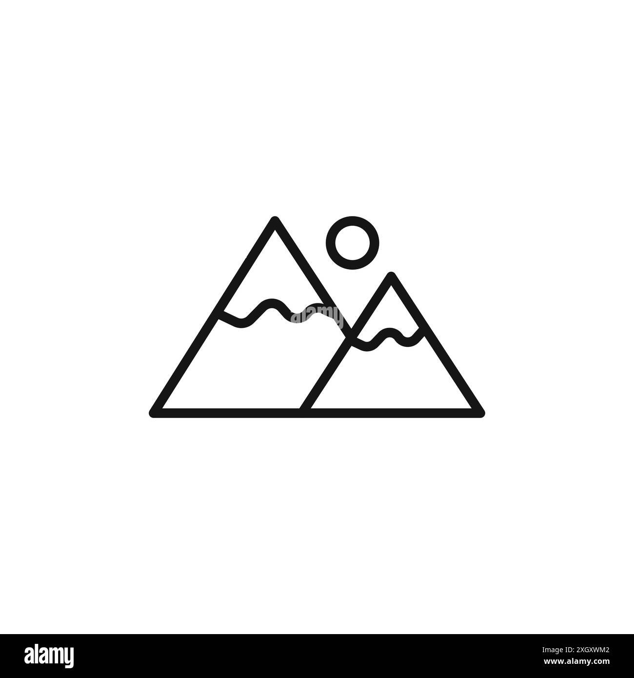 Contour vectoriel de signe de logo d'icône de montagnes en couleur noir et blanc Illustration de Vecteur