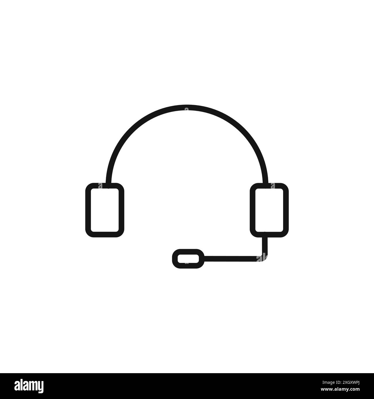Contour vectoriel de signe de logo d'icône de casque en noir et blanc Illustration de Vecteur