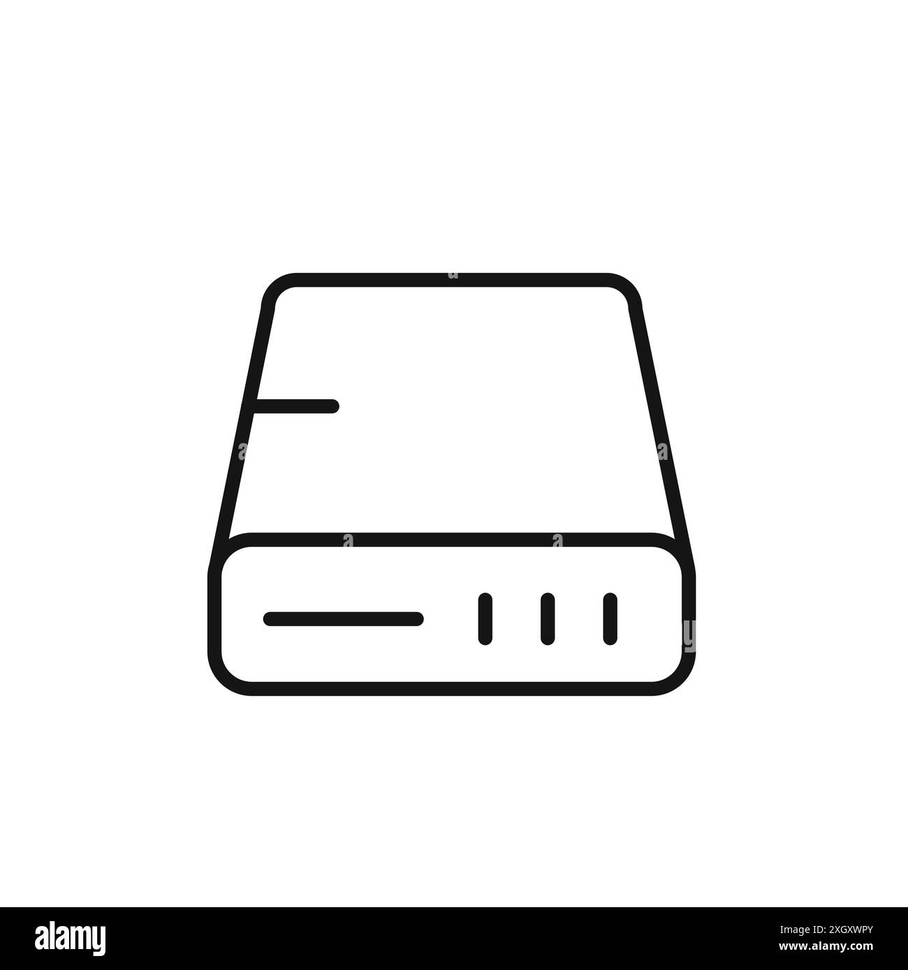 Icône de disque dur logo signe vectoriel contour en noir et blanc Illustration de Vecteur