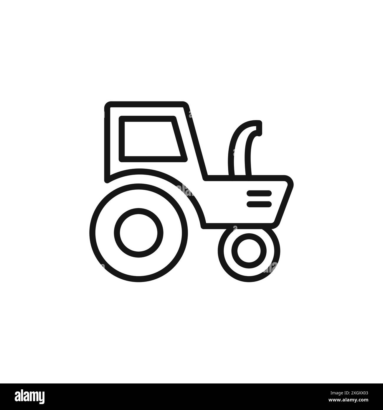 Contour de vecteur de signe de logo d'icône de tracteur en couleur noir et blanc Illustration de Vecteur