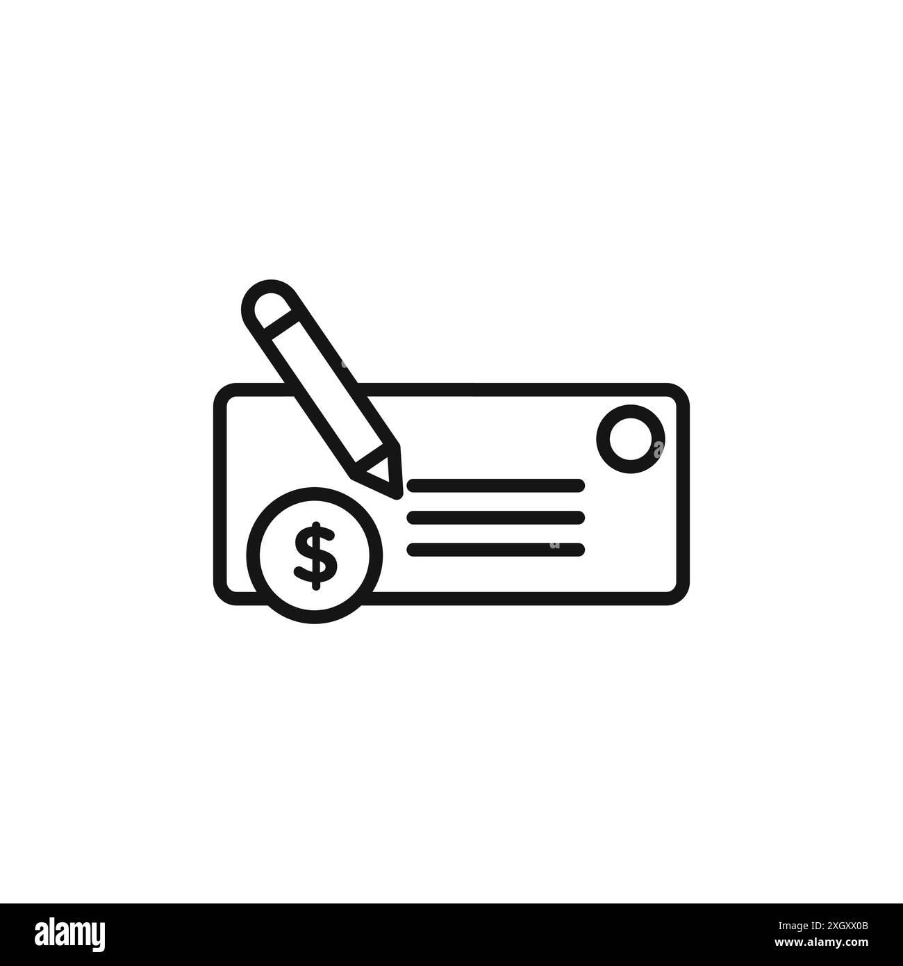 Contour de vecteur de signe de logo d'icône de chèque d'argent en couleur noire et blanche Illustration de Vecteur