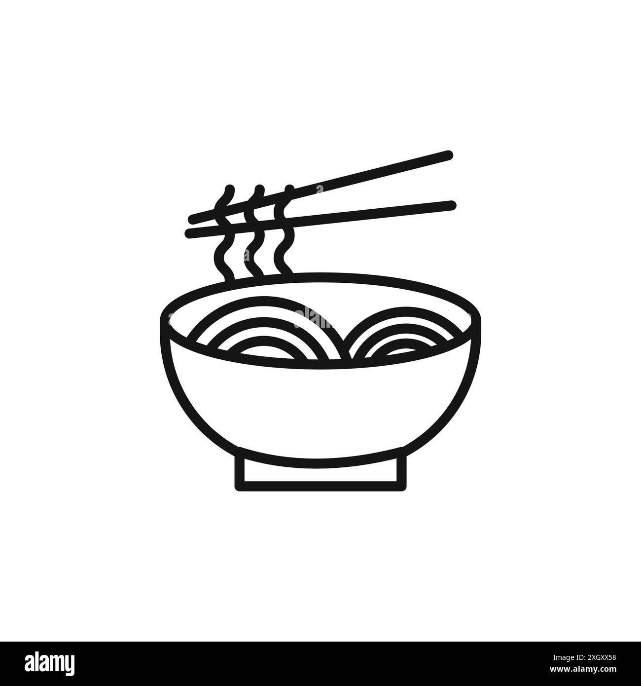 Contour vectoriel de signe de logo d'icône de nouilles en noir et blanc Illustration de Vecteur