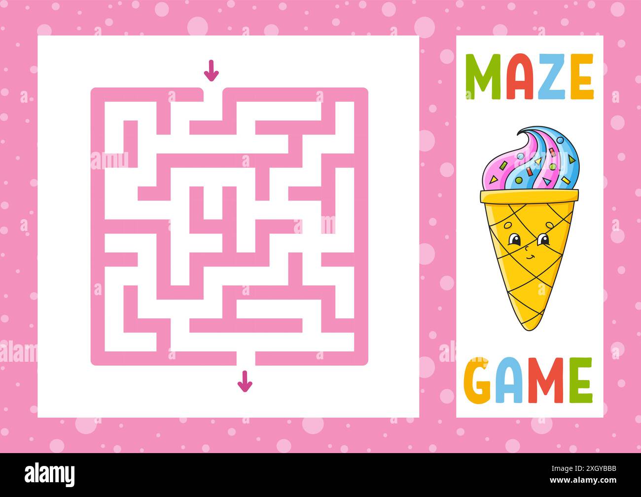 Labyrinthe carré.Jeu pour enfants.Puzzle pour les enfants.Joyeux personnage.Tambour de labyrinthe.Illustration à vecteur de couleur.Trouvez le chemin approprié.Vecteur isolé Illustration de Vecteur