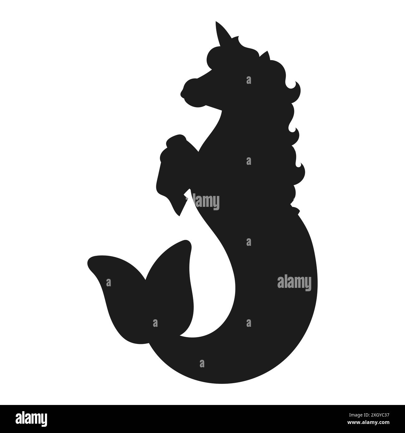 Mignonne licorne. Cheval de fée magique. Silhouette noire. Elément de conception. Illustration vectorielle isolée sur fond blanc. Modèle pour livres, autocollants, pos Illustration de Vecteur
