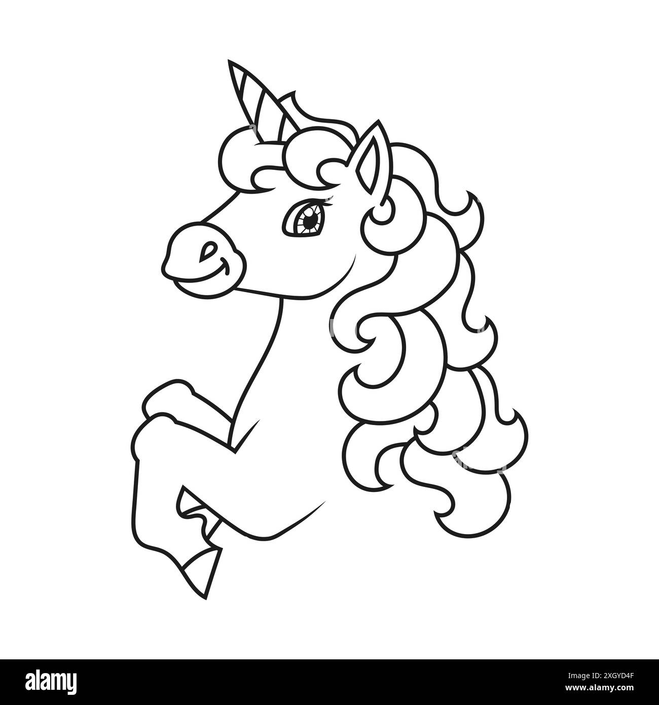 Licorne de sirène mignonne. Cheval de fée magique. Page de livre de coloriage pour les enfants. Style dessin animé. Illustration vectorielle isolée sur fond blanc. Illustration de Vecteur