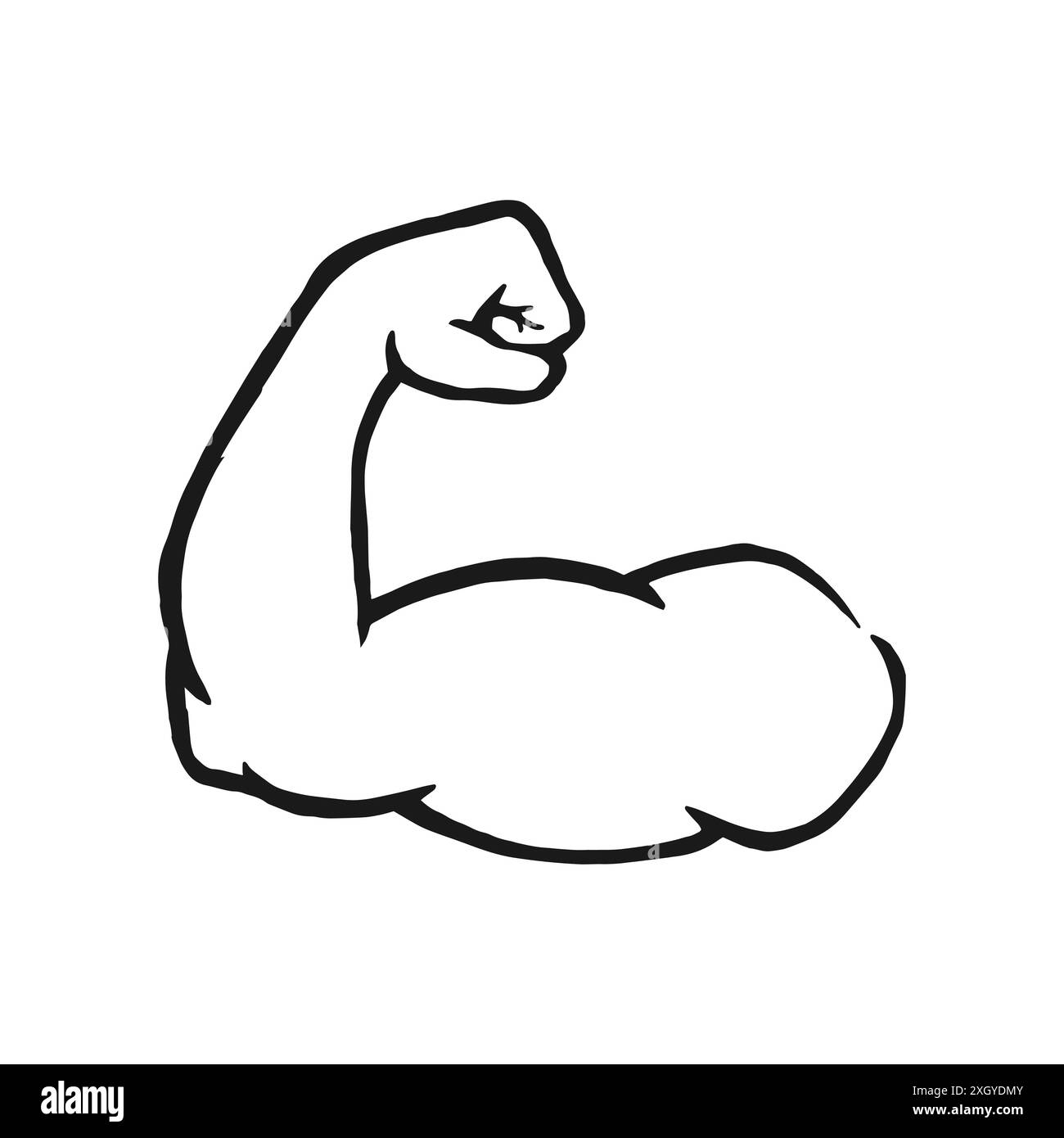 Bras musculaire d'un culturiste. Silhouette de contour. Elément de conception. Illustration vectorielle isolée sur fond blanc. Modèle pour livres, autocollants, pos Illustration de Vecteur