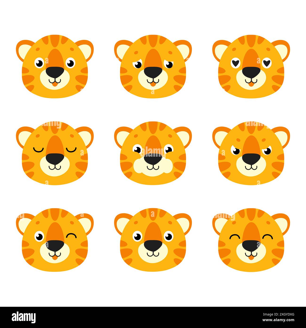 Joli tigre.Animal sauvage.Personnage de dessin animé.Illustration vectorielle colorée.Isolé sur fond blanc.Elément de conception.Modèle pour votre conception, livre Illustration de Vecteur