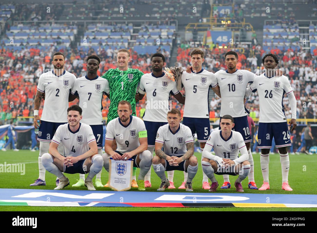 Dortmund, Allemagne. 10 juillet 2024. Équipe d'Angleterre vue lors du match UEFA EURO 2024 entre les pays-Bas et l'Angleterre au signal Iduna Park (Dortmund). Score final : temps plein, pays-Bas 1:2 Angleterre. Crédit : SOPA images Limited/Alamy Live News Banque D'Images