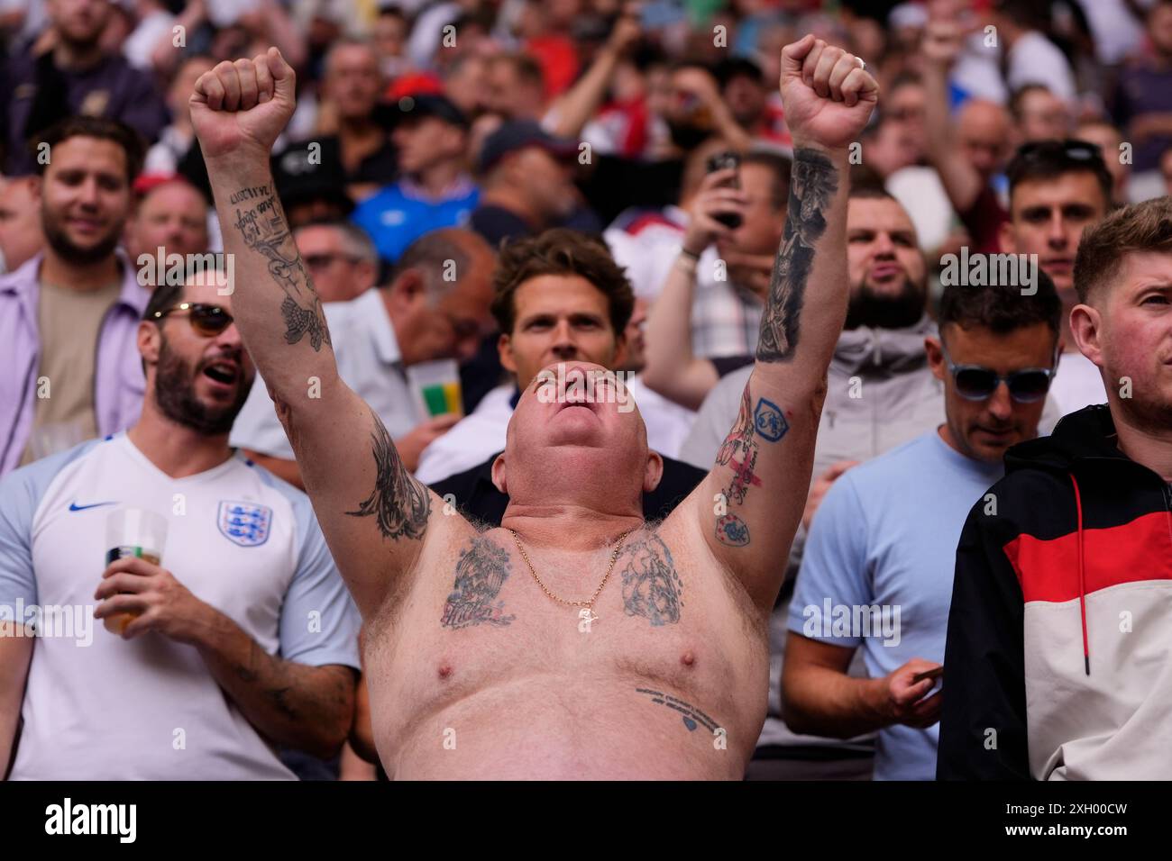 Dusseldorf, Allemagne. 10 juillet 2024. Fan de l'Angleterre lors d'un match de quart de finale entre l'Angleterre et la Suisse au tournoi de football Euro 2024 à Dusseldorf - esprit Arena, Allemagne - vendredi 5 juillet 2024. Sport - Soccer . (Photo de Fabio Ferrari/LaPresse) crédit : LaPresse/Alamy Live News Banque D'Images