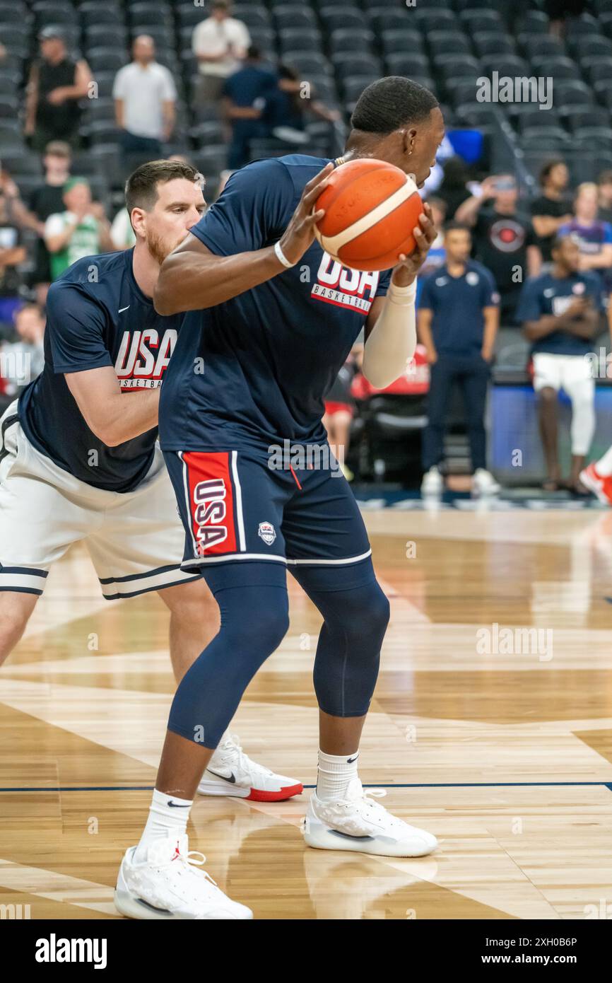 Miami Heat Center Bam Adebayo s'échauffe avant le match de basket-ball États-Unis vs Canada au T-Mobile Arena Banque D'Images