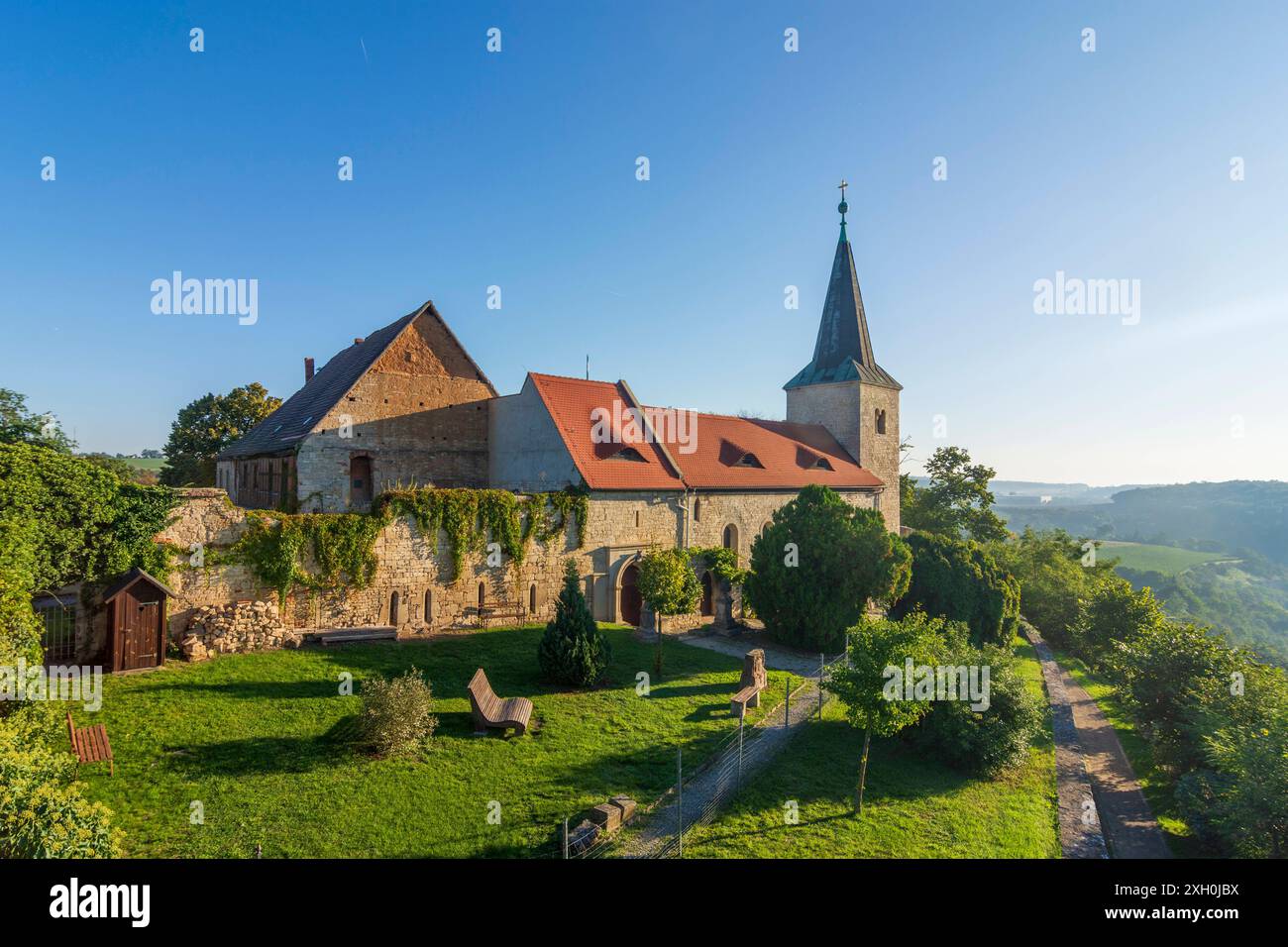 Église de l'abbaye de Zscheiplitz, vallée de la rivière Unstrut Freyburg Unstrut Sachsen-Anhalt, Saxe-Anhalt Allemagne Banque D'Images