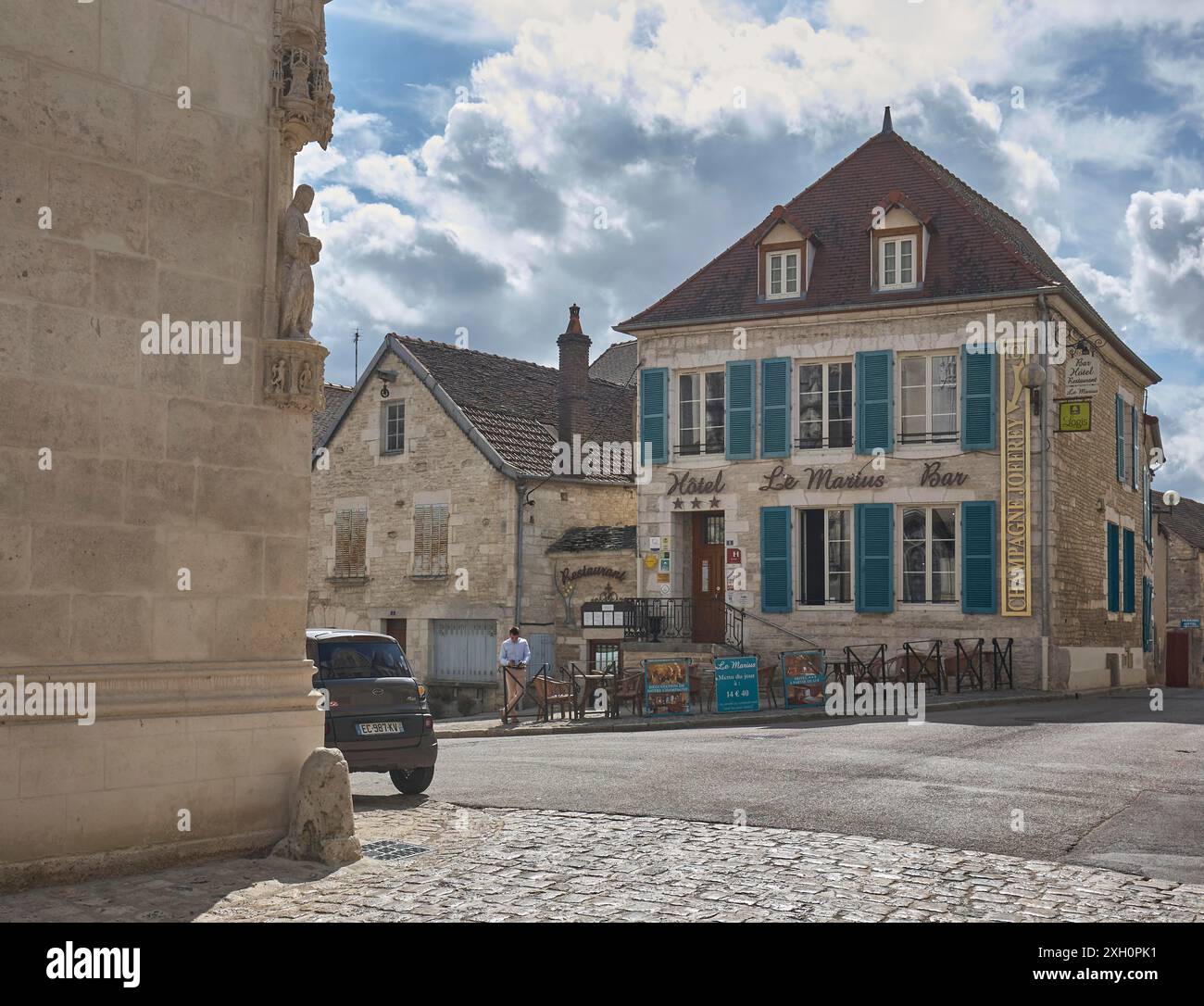 Vue de l'Hôtel le Marius aux Riceys. Départemant région aube Grand est France Banque D'Images