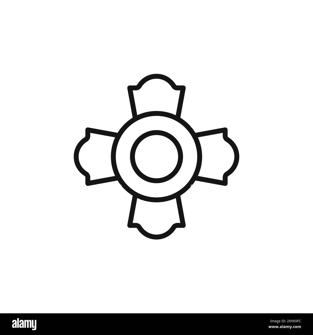 Contour vectoriel de signe d'icône de badge de service d'incendie vierge en couleur noire et blanche Illustration de Vecteur