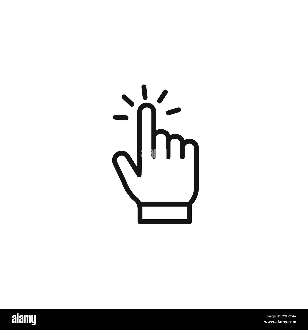 Curseur de main d'ordinateur cliquez sur l'icône logo signe vectoriel de contour en noir et blanc Illustration de Vecteur