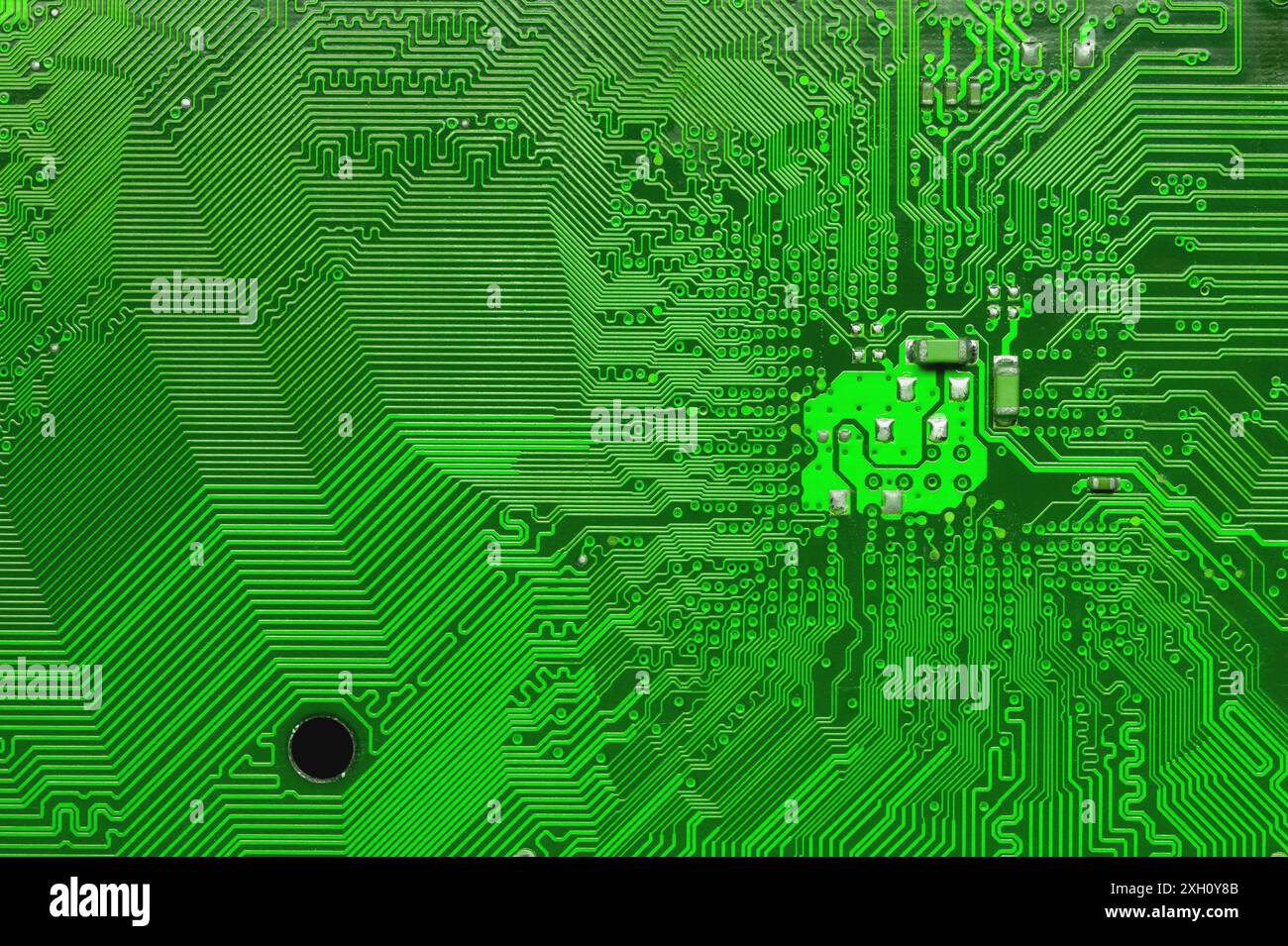 Green circuit Board, technologie de matériel informatique électronique. Puce numérique pour carte mère. Science technique Banque D'Images