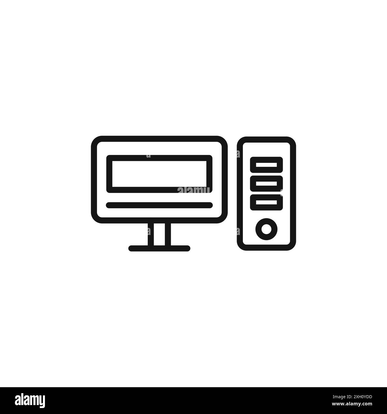 Contour vectoriel de signe d'icône de technologie informatique en noir et blanc Illustration de Vecteur