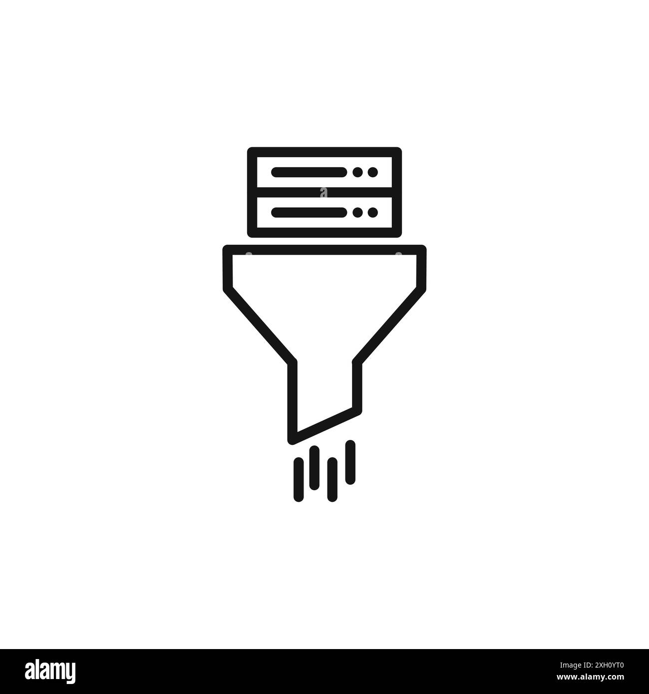 Contour vectoriel de signe de logo d'icône de filtrage de données en noir et blanc Illustration de Vecteur