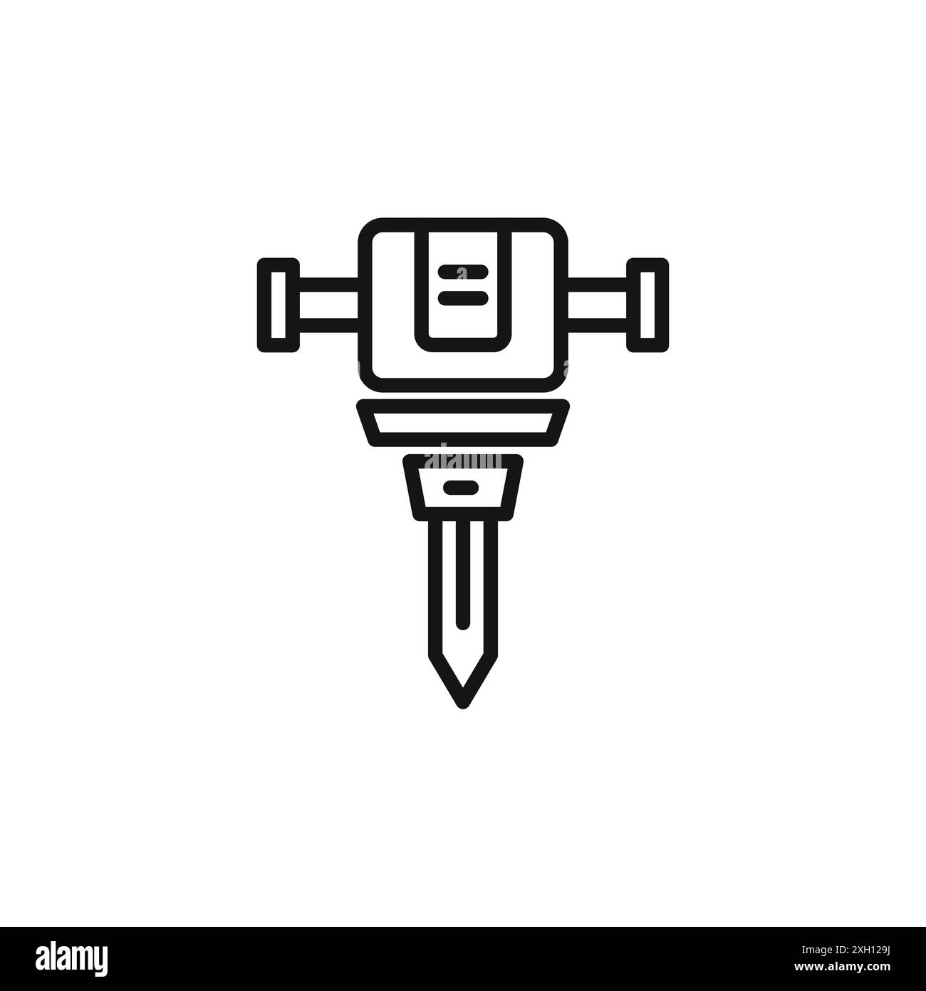 jack hammer icône logo signe vectoriel contour en noir et blanc Illustration de Vecteur