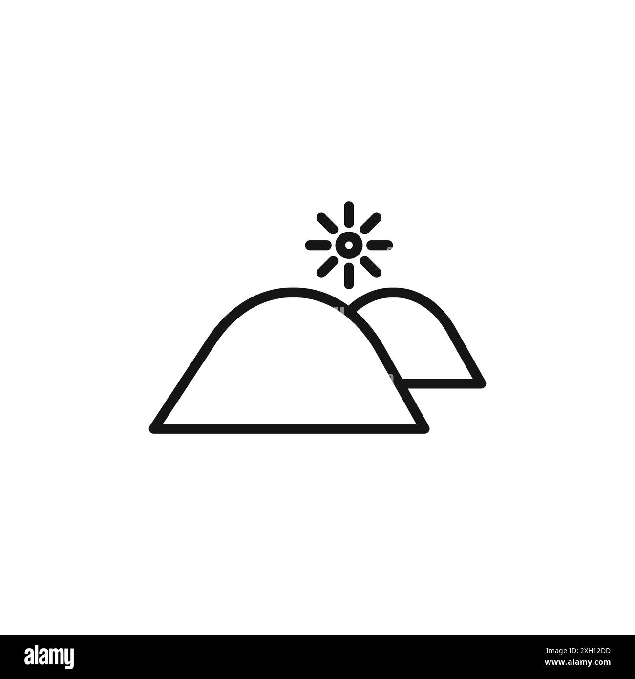 contour vectoriel de signe de logo d'icône de collines en noir et blanc Illustration de Vecteur