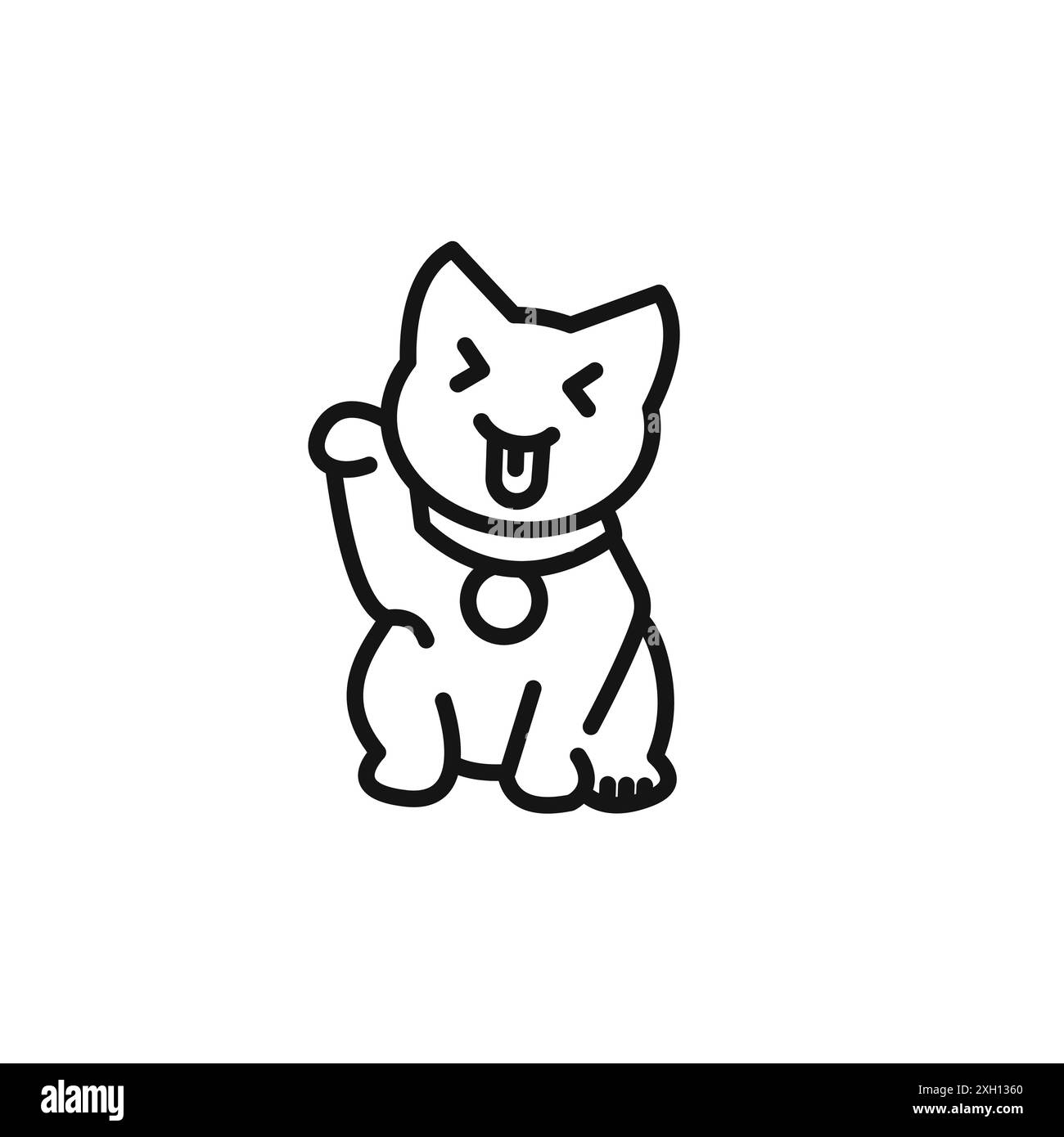 maneki neko doodle logo logo logo logo contour vectoriel en couleur noire et blanche Illustration de Vecteur